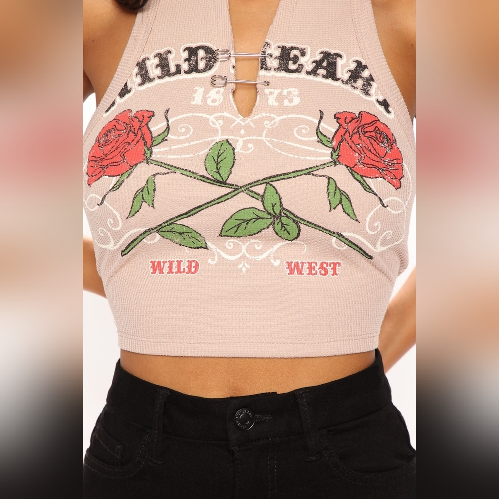 Fashion Nova- Wild Hearts Rise Tank Top (Taupe) *new* - Picture 2 of 8